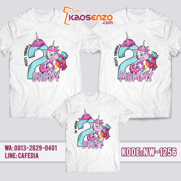 Baju Kaos Couple Keluarga Unicorn | Kaos Ulang Tahun Anak | Kaos Unicorn - NW 1256