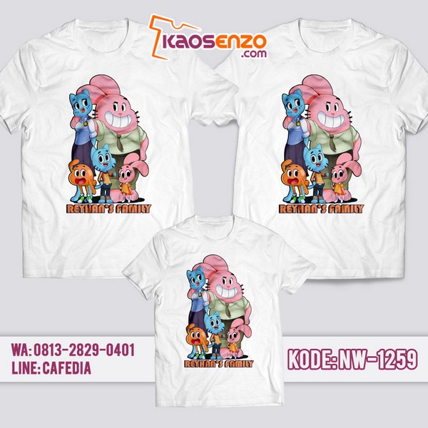 Baju Kaos Couple Keluarga Gumball | Kaos Family Custom | Kaos Gumball - NW 1259