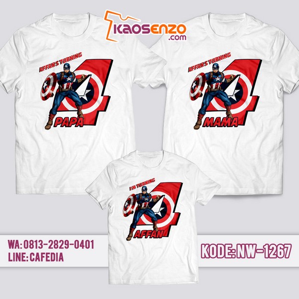 Baju Kaos Couple Keluarga Captain America | Kaos Ulang Tahun Anak | Kaos Captain America - NW 1267