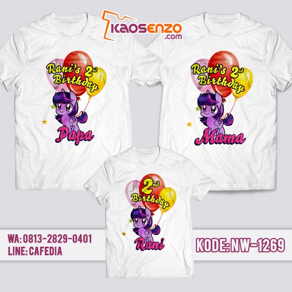 Baju Kaos Couple Keluarga Little Pony | Kaos Ulang Tahun Anak | Kaos Little Pony - NW 1269