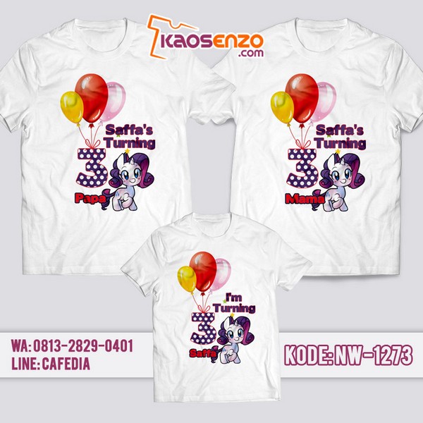 Baju Kaos Couple Keluarga Little Pony | Kaos Ultah Anak | Kaos Little Pony - NW 1273