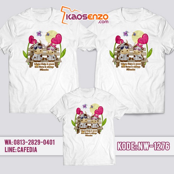 Baju Kaos Couple Keluarga Sapi | Kaos Family Custom | Kaos Sapi - NW 1276