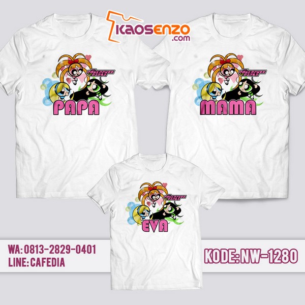 Baju Kaos Couple Keluarga Power Puff Girl | Kaos Family Custom | Kaos Power Puff Girl - NW 1280