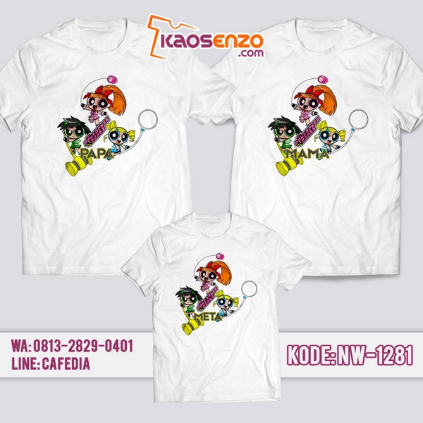 Baju Kaos Couple Keluarga Power Puff Girl | Kaos Family Custom | Kaos Power Puff Girl - NW 1281