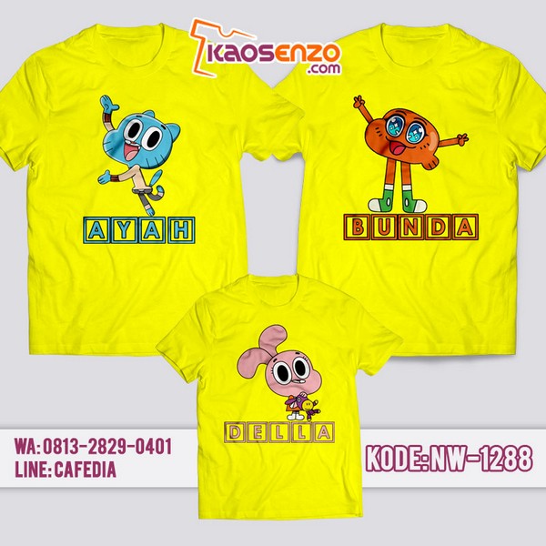 Baju Kaos Couple Keluarga Gumball | Kaos Family Custom | Kaos Gumball - NW 1288