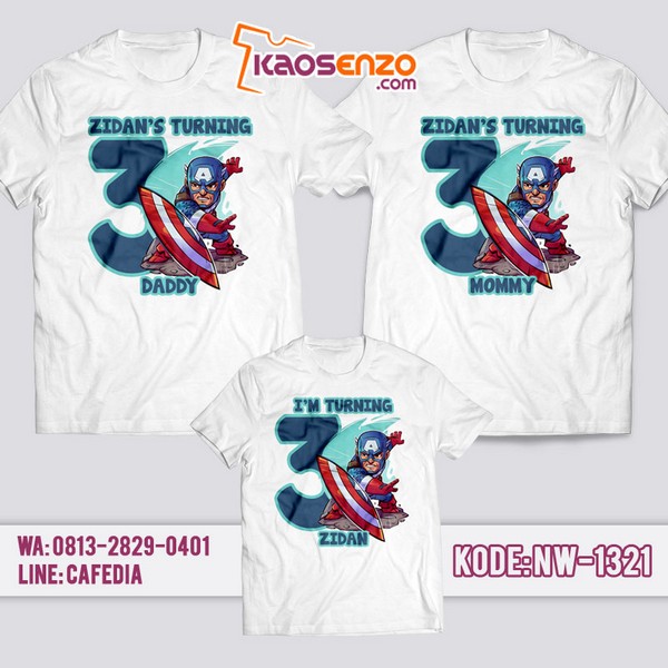 Baju Kaos Couple Keluarga Captain America | Kaos Ultah Anak | Kaos Captain America - NW 1321