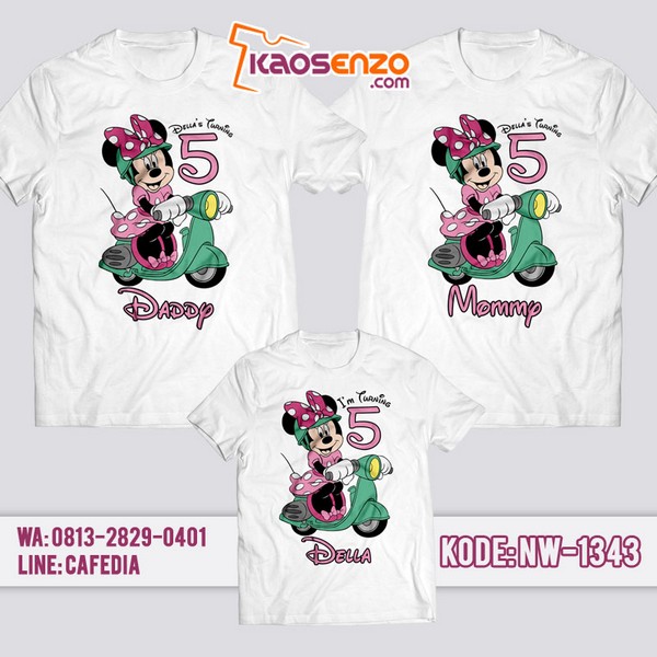 Baju Kaos Couple Keluarga Mickey Minnie Mouse | Kaos Ultah Anak | Kaos Mickey Minnie Mouse - NW 1343