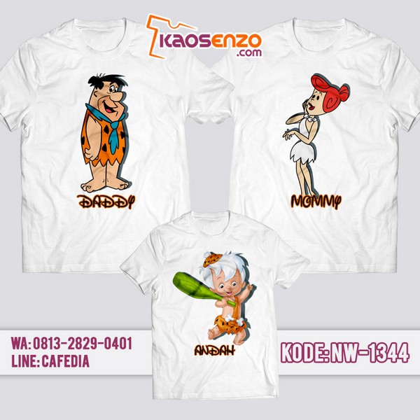 Baju Kaos Couple Keluarga Flintstones | Kaos Family Custom | Kaos Flintstones - NW 1344