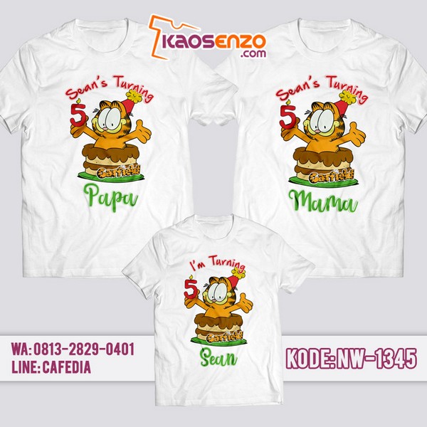 Baju Kaos Couple Keluarga Garfield | Kaos Ulang Tahun Anak | Kaos Garfield - NW 1345