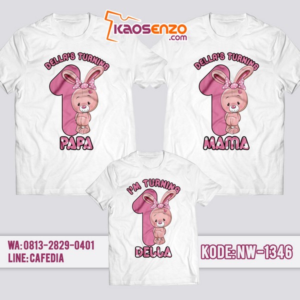 Baju Kaos Couple Keluarga Bunny | Kaos Ultah Anak | Kaos Bunny - NW 1346