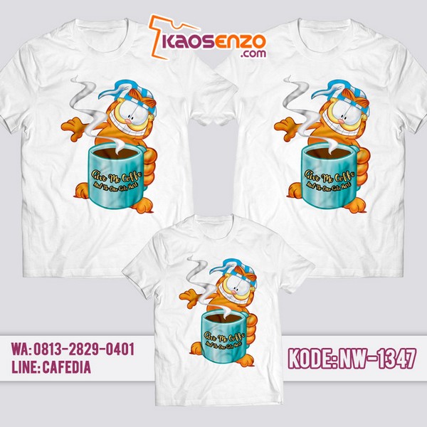 Baju Kaos Couple Keluarga Garfield | Kaos Family Custom | Kaos Garfield - NW 1347