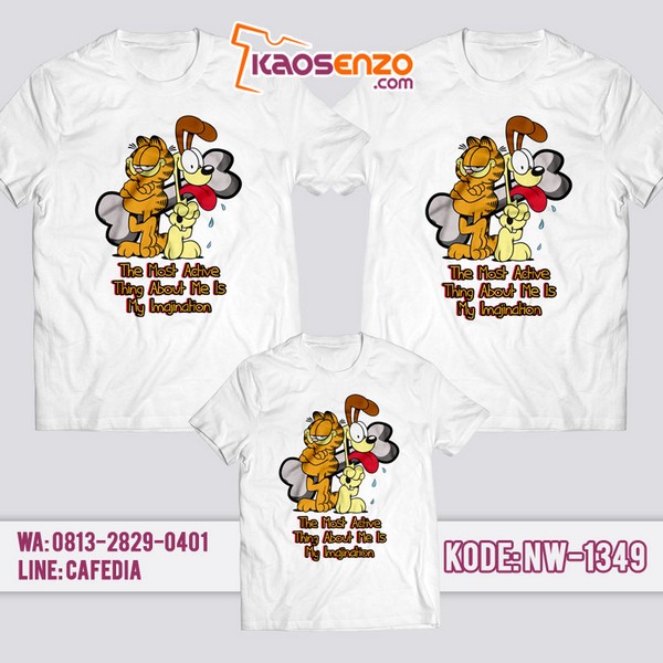 Baju Kaos Couple Keluarga Garfield | Kaos Family Custom | Kaos Garfield - NW 1349