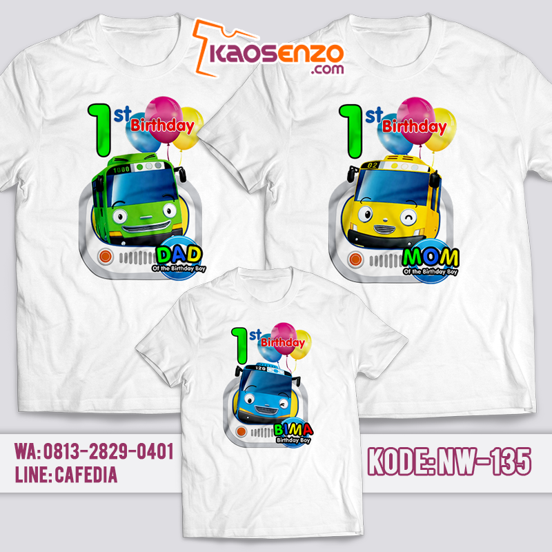 Baju Kaos Couple Keluarga | Baju Kaos Ultah Motif Tayo 