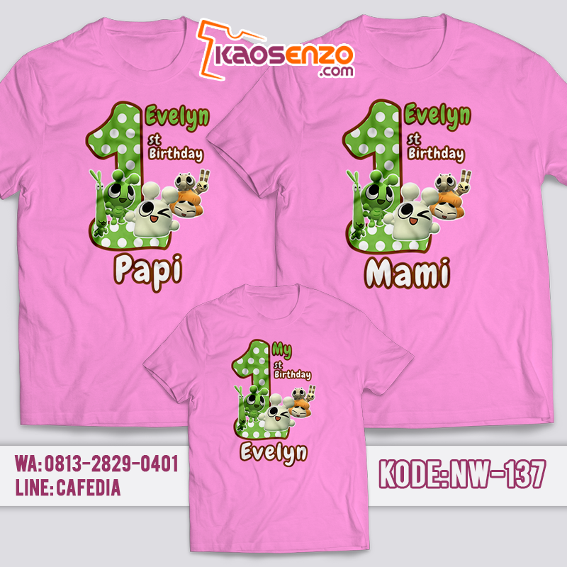 Baju Kaos Couple Keluarga | Baju Kaos Ultah Motif Bellbuig Popo