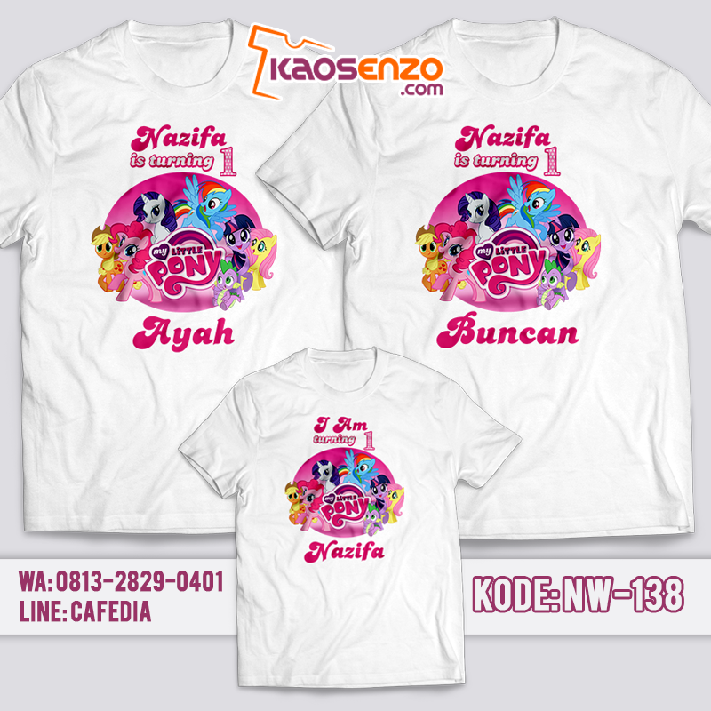 Baju Kaos Couple Keluarga | Baju Kaos Ultah Motif Little Pony