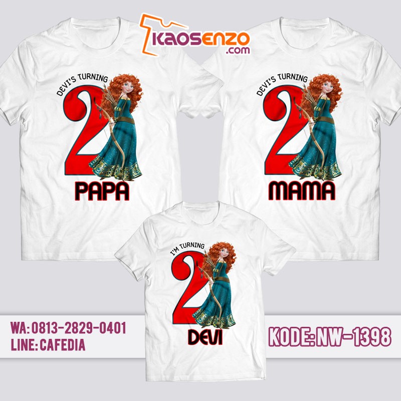 Baju Kaos Couple Keluarga Princess Merida | Kaos Ulang Tahun Anak | Kaos Princess Merida - NW 1398