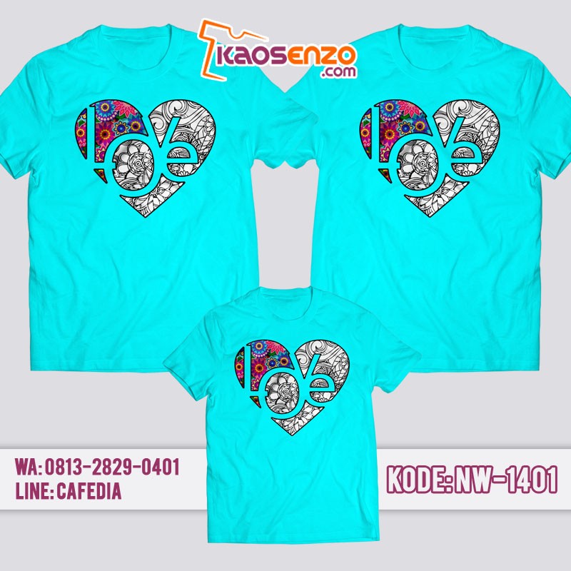 Baju Kaos Couple Keluarga Tulisan Love | Kaos Family Custom | Kaos Tulisan Love - NW 1401