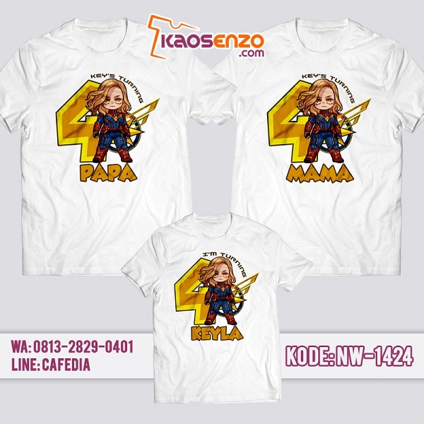 Baju Kaos Couple Keluarga Captain Marvel | Kaos Ulang Tahun Anak | Kaos Captain Marvel - NW 1424