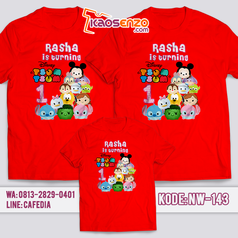 Baju Kaos Couple Keluarga | Baju Kaos Ultah Motif Tsumtsum