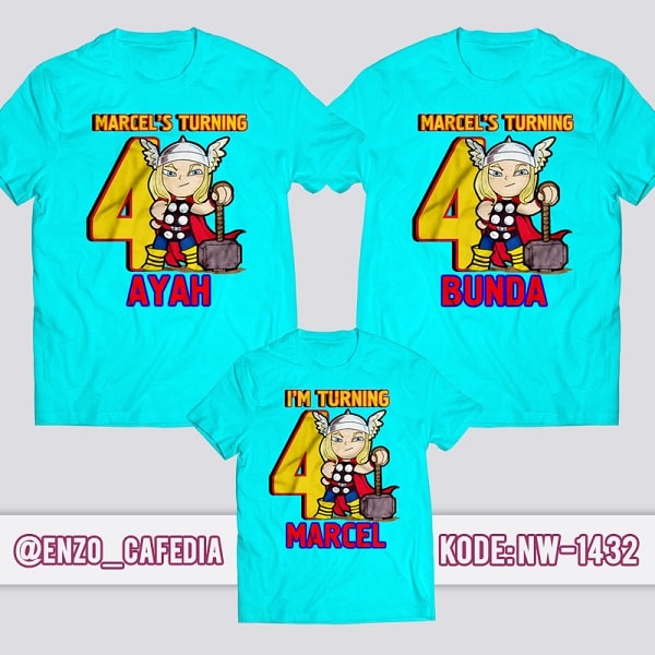 Kaos Couple Keluarga Thor | Kaos Ulang Tahun Anak | Kaos Thor - NW 1432