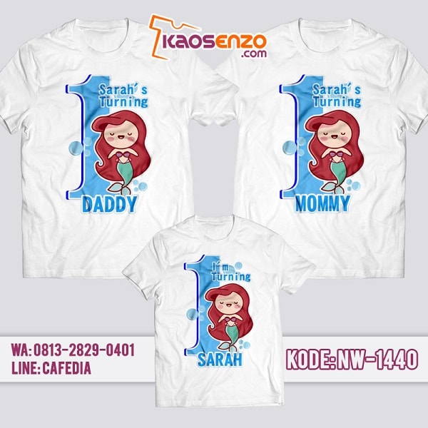 Baju Kaos Couple Keluarga Little Mermaid | Kaos Ultah Anak | Kaos Little Mermaid - NW 1440