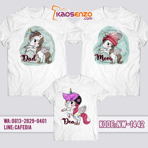 Baju Kaos Couple Keluarga Unicorn | Kaos Family Custom | Kaos Unicorn - NW 1442