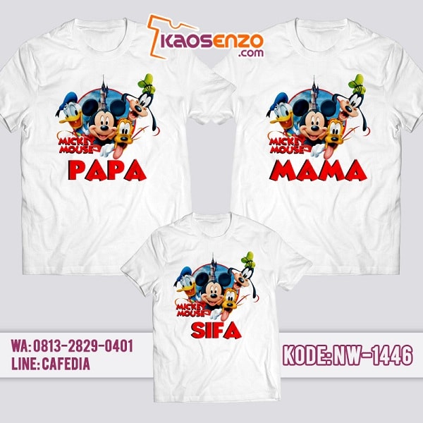 Baju Kaos Couple Keluarga Mickey Minnie Mouse | Kaos Family Custom | Kaos Mickey Minnie Mouse - NW 1446