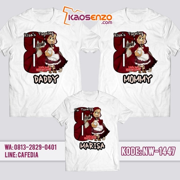 Baju Kaos Couple Keluarga Little Red Riding Hood | Kaos Ulang Tahun Anak | Kaos Little Red Riding Hood - NW 1447