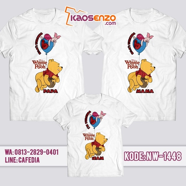 Baju Kaos Couple Keluarga Winnie The Pooh | Kaos Ultah Anak | Kaos Winnie The Pooh - NW 1448