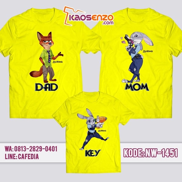 Baju Kaos Couple Keluarga Zootopia | Kaos Family Custom | Kaos Zootopia - NW 1451