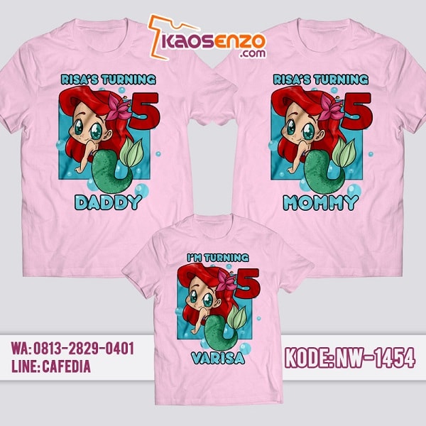 Kaos Couple Keluarga Little Mermaid | Kaos Ulang Tahun Anak | Kaos Little Mermaid - NW 1454