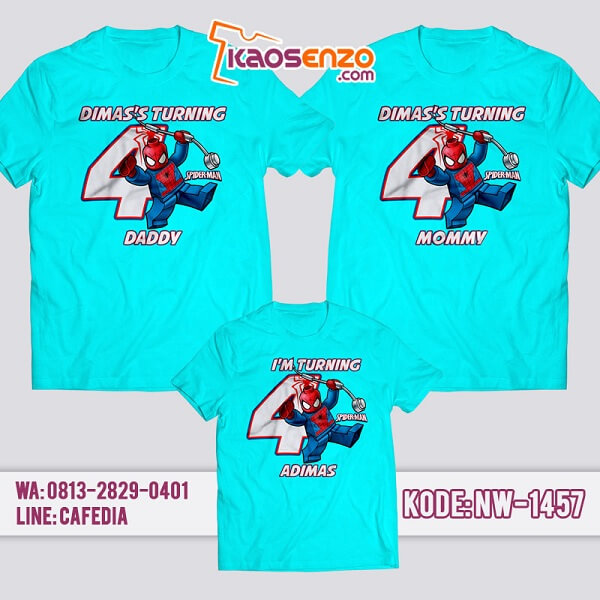 Kaos Couple Keluarga Spiderman | Kaos Ultah Anak | Kaos Spiderman - NW 1457