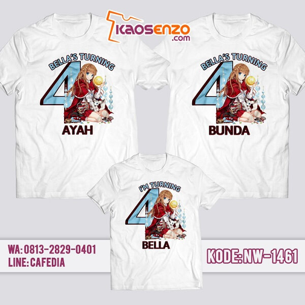 Baju Kaos Couple Keluarga Cute Girl Anime | Kaos Ultah Anak | Kaos Cute Girl Anime - NW 1461