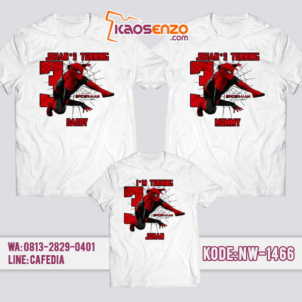 Baju Kaos Couple Keluarga Spiderman | Kaos Ulang Tahun Anak | Kaos Spiderman - NW 1466