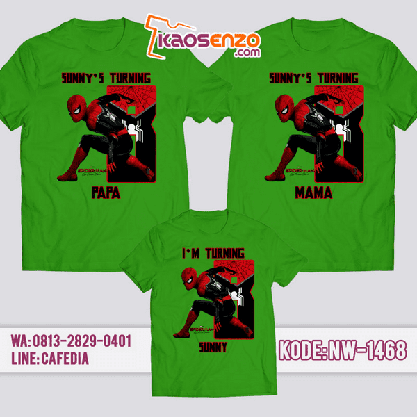 Kaos Couple Keluarga Spiderman | Kaos Ultah Anak | Kaos Spiderman - NW 1468