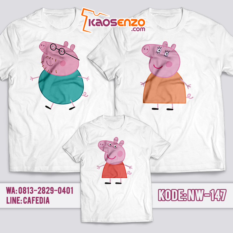 Baju Kaos Couple Keluarga | Baju Kaos Ultah Motif Peppa Pig