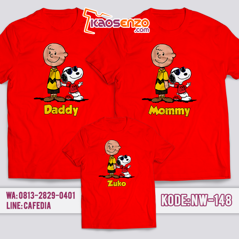 Baju Kaos Couple Keluarga | Baju Kaos Ultah Motif Snoopy