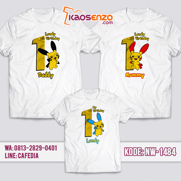 Baju Kaos Couple Keluarga Pokemon | Kaos Ultah Anak | Kaos Pokemon - NW 1484