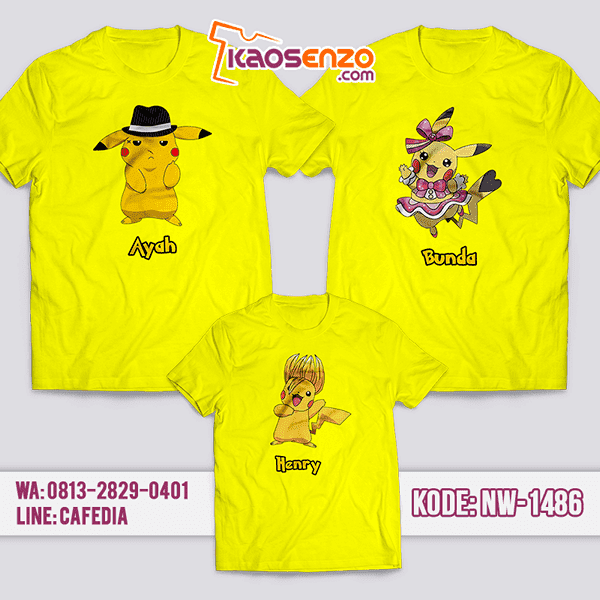 Baju Kaos Couple Keluarga Pokemon | Kaos Family Custom | Kaos Pokemon - NW 1486