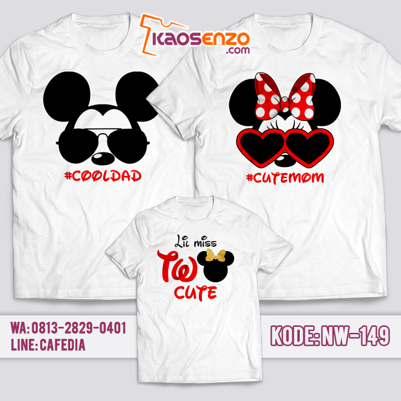 Baju Kaos Couple Keluarga | Baju Kaos Ultah Motif Mickey Mouse