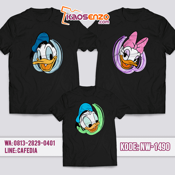 Baju Kaos Couple Keluarga Donald Duck | Kaos Family Custom | Kaos Donald duck- NW 1490