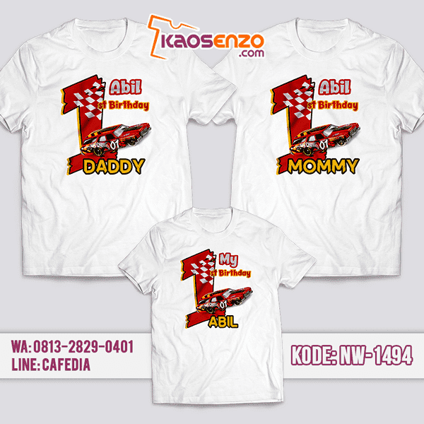 Baju Kaos Couple Keluarga Hotwheels | Kaos Ultah Anak | Kaos Hotwheels - NW 1494