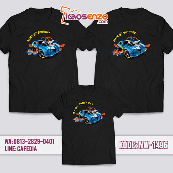 Kaos Couple Keluarga Hotwheels | Kaos Ulang Tahun Anak | Kaos Hotwheels - NW 1496