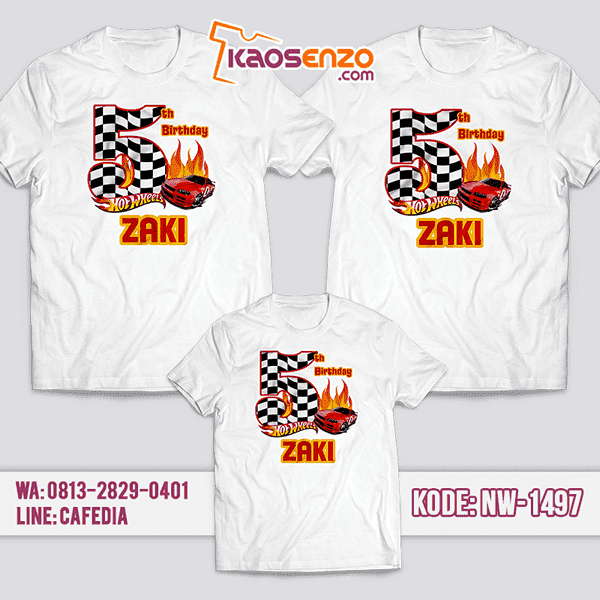 Baju Kaos Couple Keluarga Hotwheels | Kaos Ultah Anak | Kaos Hotwheels - NW 1497