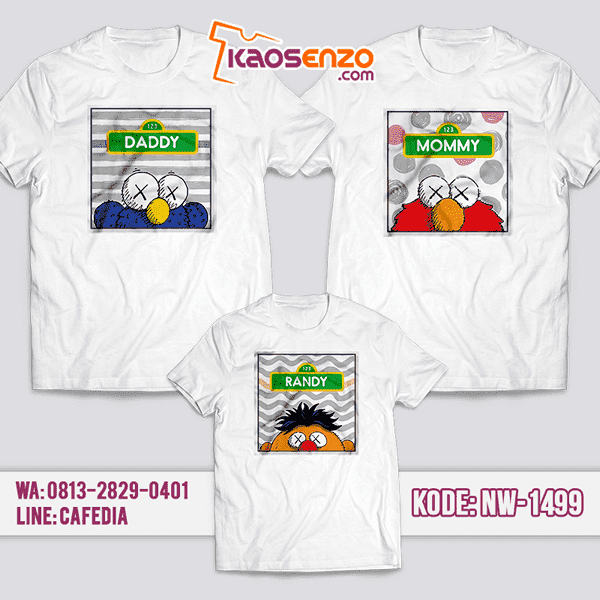 Baju Kaos Couple Keluarga Kaws | Kaos Family Custom | Kaos Kaws- NW 1499