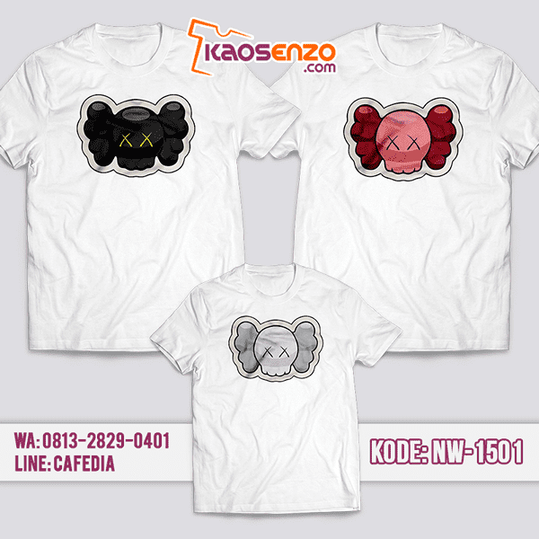 Baju Kaos Couple Keluarga Kaws | Kaos Family Custom | Kaos Kaws- NW 1501