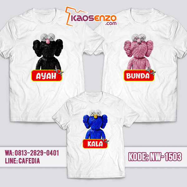 Baju Kaos Couple Keluarga Kaws | Kaos Family Custom | Kaos Kaws- NW 1503