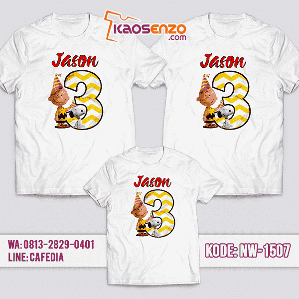 Baju Kaos Couple Keluarga Snoopy | Kaos Ultah Anak | Kaos Snoopy - NW 1507