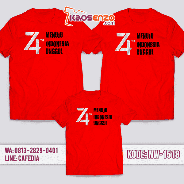 Baju Kaos Couple Keluarga Kemerdekaan | Kaos Family Custom | Kaos Kemerdekaan- NW 1518