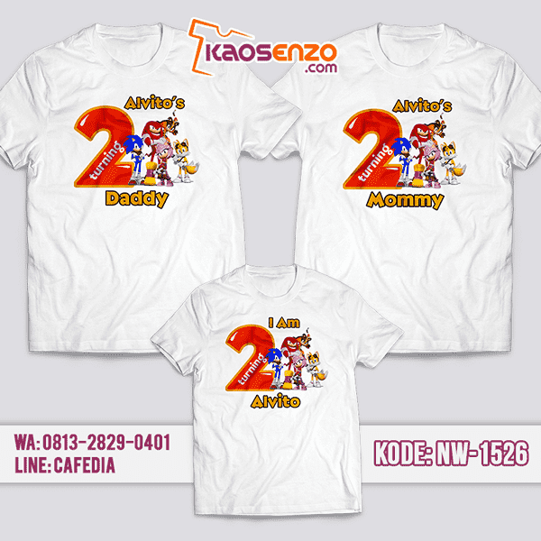 Baju Kaos Couple Keluarga Sonic | Kaos Ultah Anak | Kaos Sonic - NW 1526